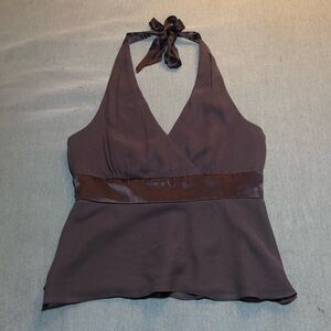 Vintage Donna Ricco Brown Silk Halter Neck Blouse